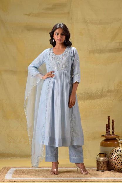 Powder Blue Cut daana Suit set