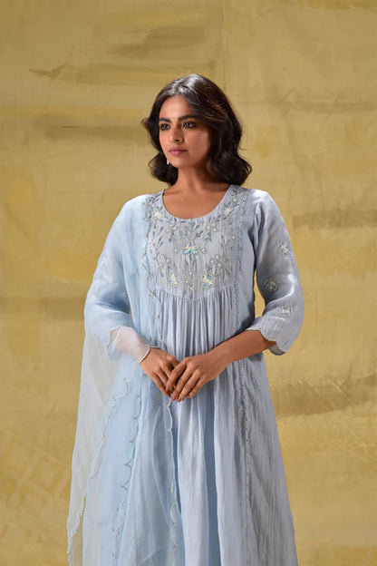 Powder Blue Cut daana Suit set