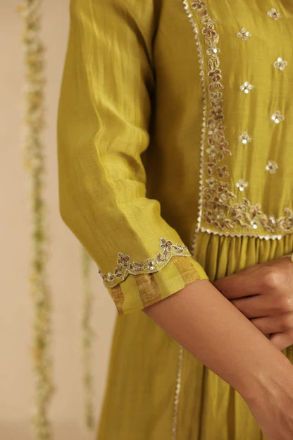 Mehendi Green Zardozi Set with Dupatta