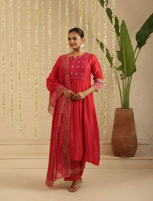 Red/ Rani Gota Patti Suit Set