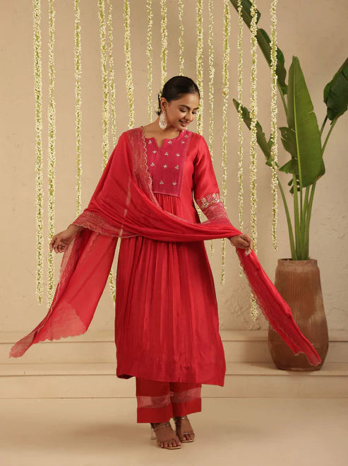 Red/ Rani Gota Patti Suit Set
