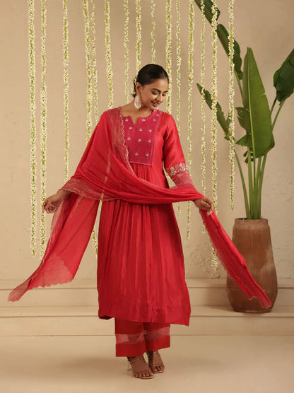 Red/ Rani Gota Patti Suit Set