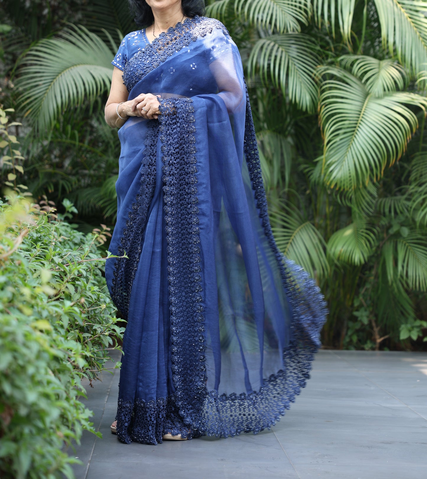 NAVY BLUE ORGANZA SAREE