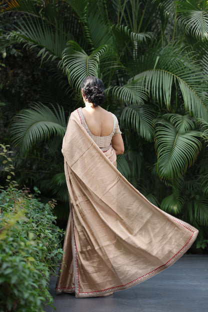 GOLDEN TISSUE SAREE W/ BLOUSE PIECE