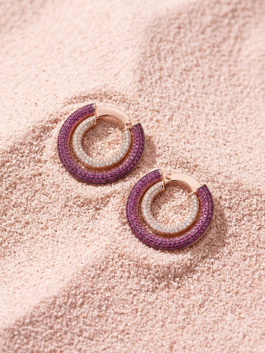 Whispers of Colour - Pink c shape earrings (Copy)