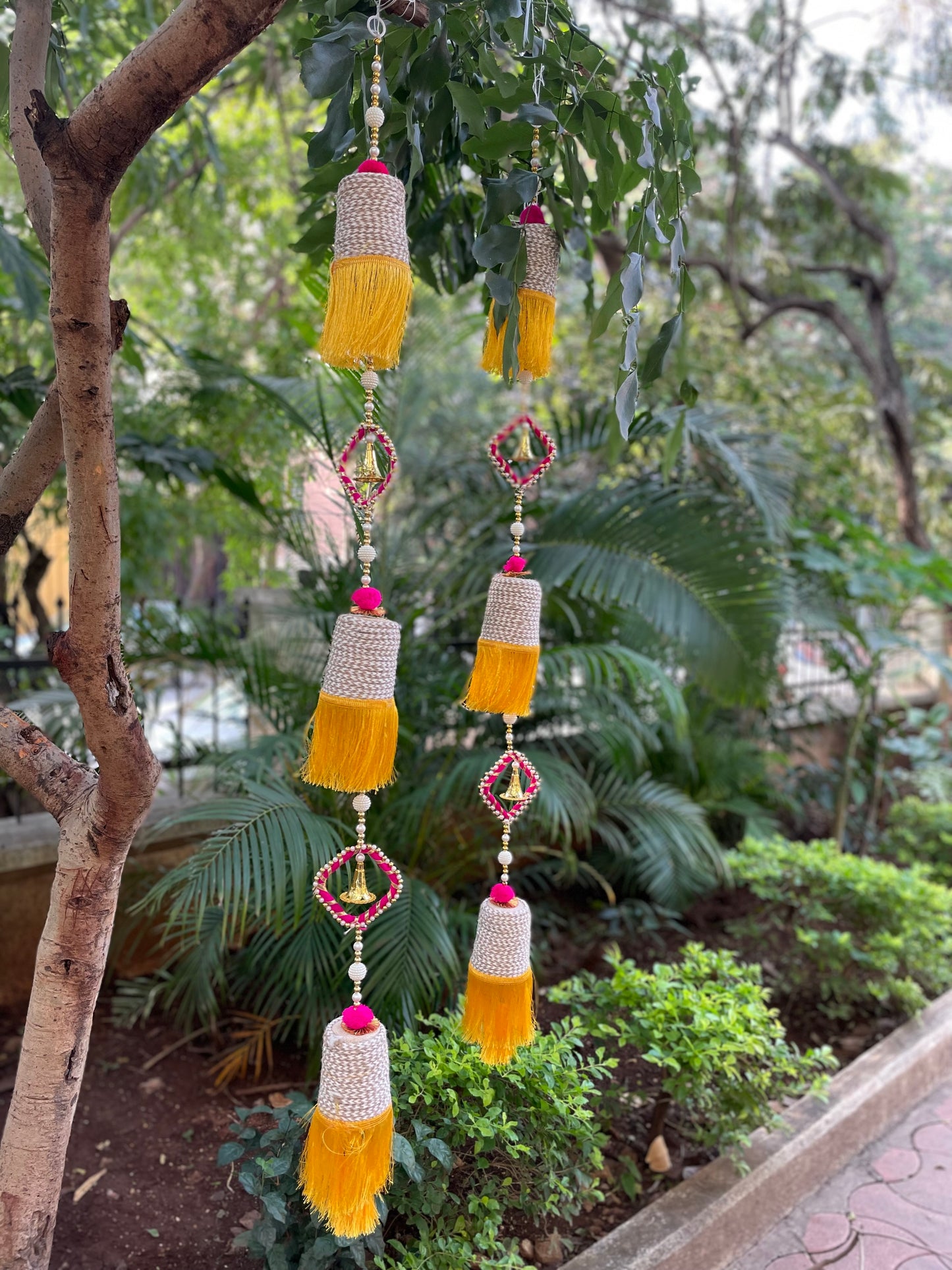 Yellow Jute Rope Cup Hangings | Set of 2