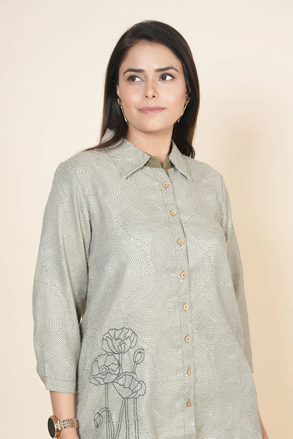 Mehndi Color Cotton Flex Co-Ord Set