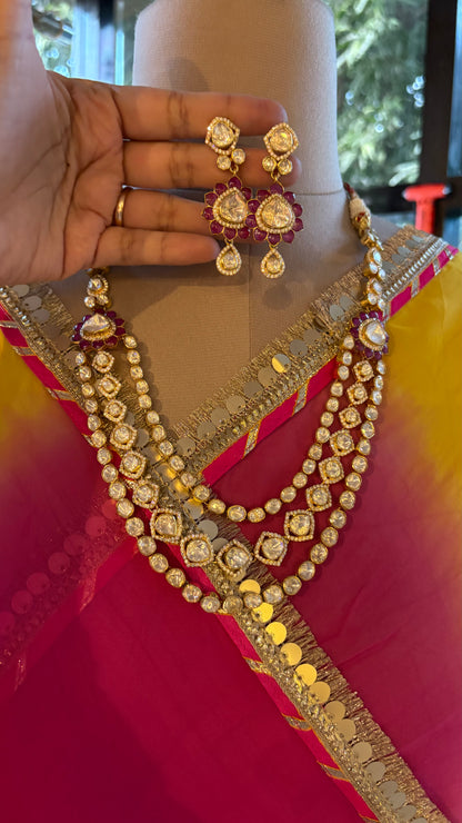 Rajvansh Silver Long Necklace and earrings set