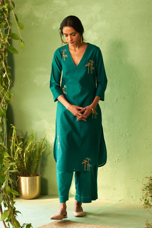 Peacock Green Tunic Set