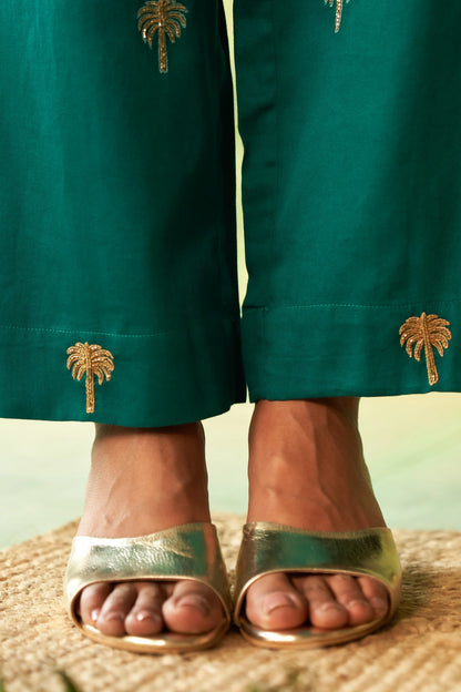 Peacock Green Collared Coord Set Rs. 15,000.00