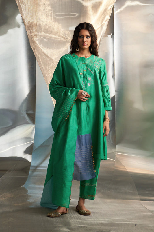 Lush Green Embroidered Kurta Set