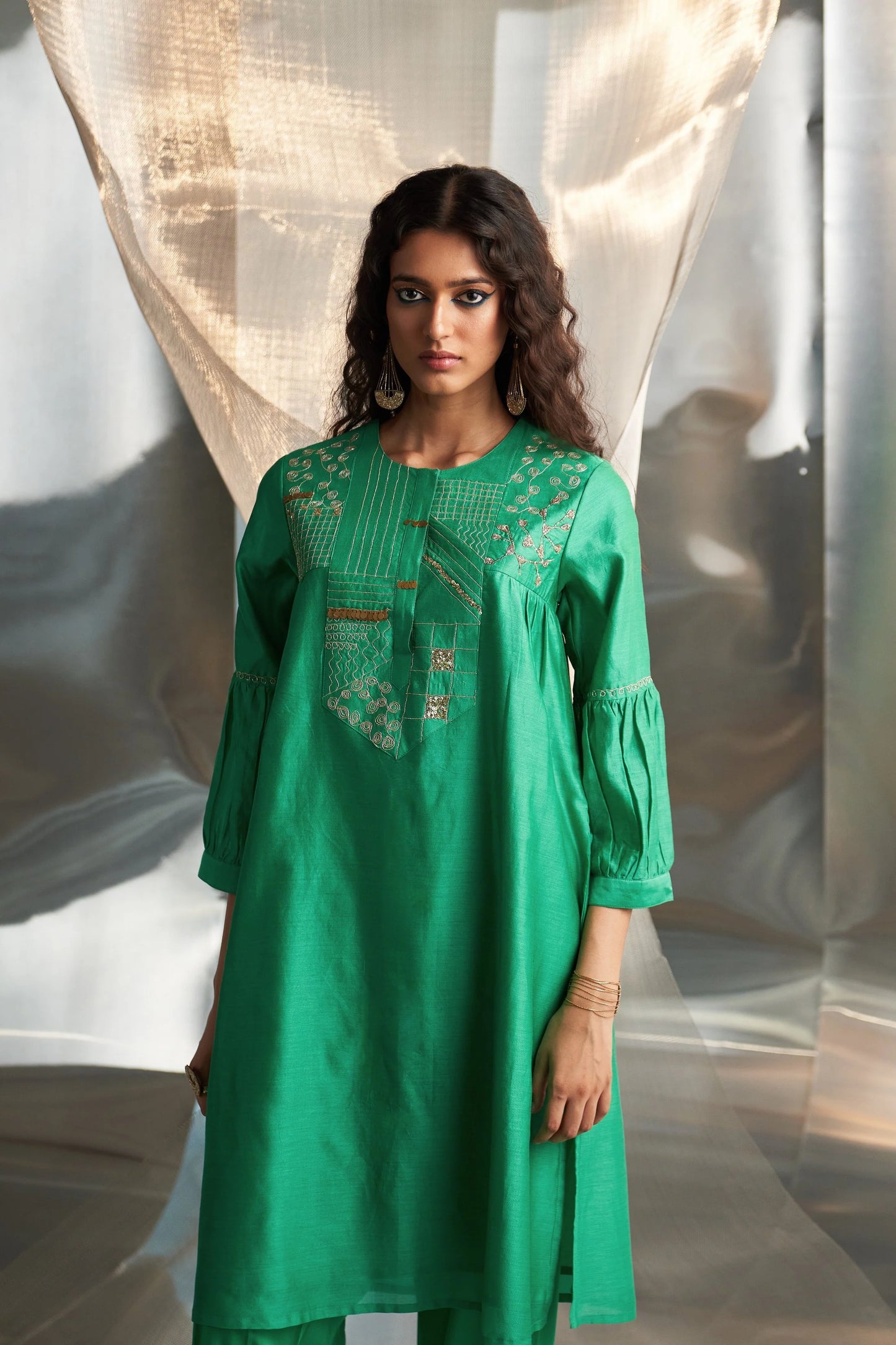 Lush Green Embroidered Kurta Set