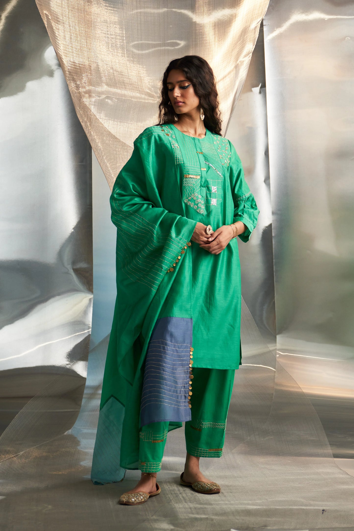 Lush Green Embroidered Kurta Set