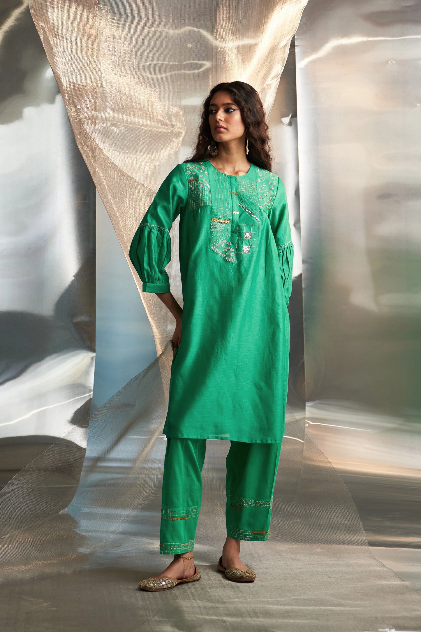 Lush Green Embroidered Kurta Set