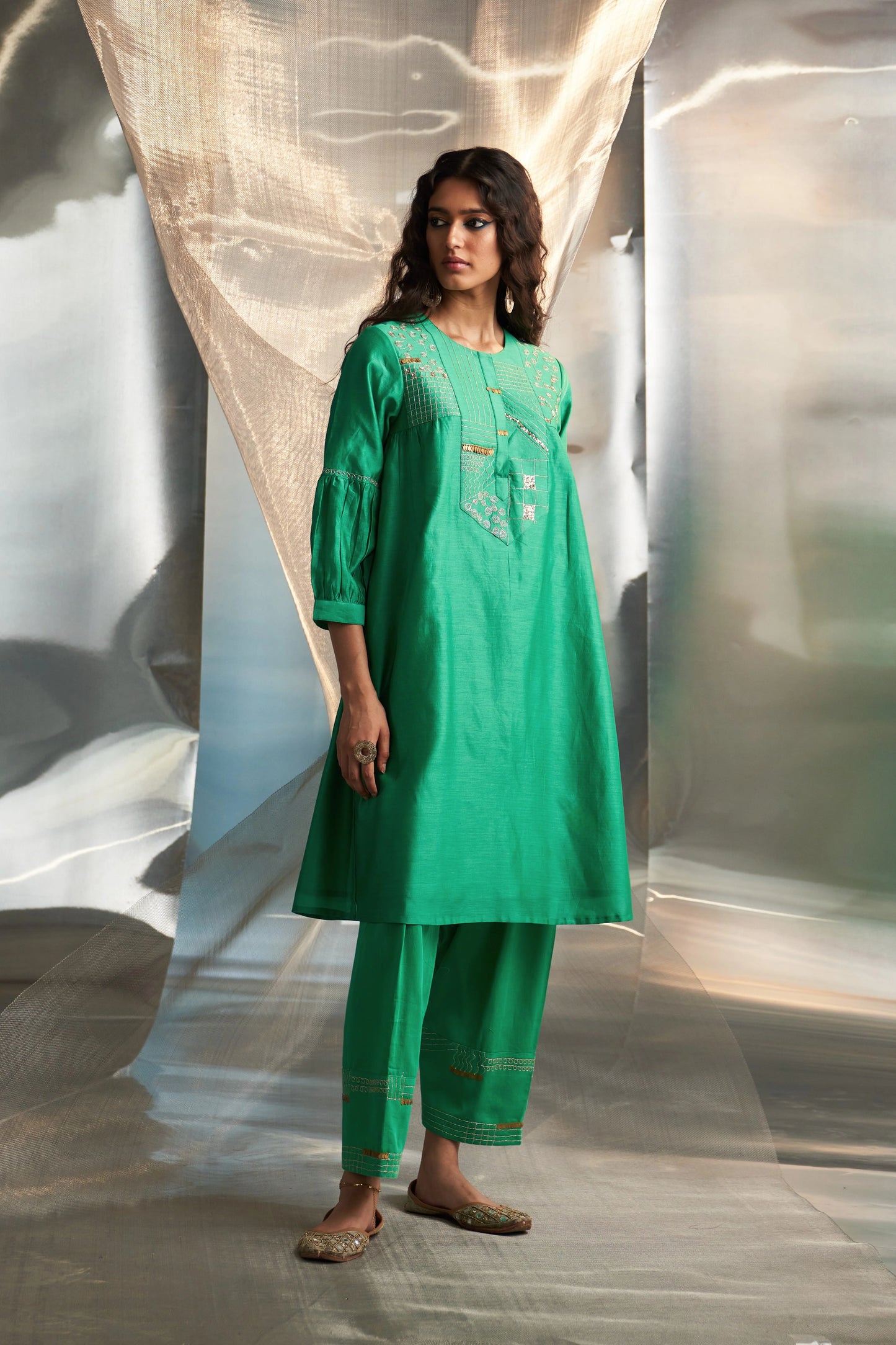 Lush Green Embroidered Kurta Set