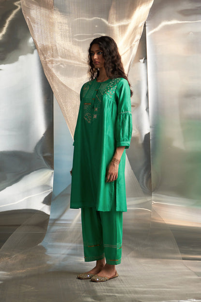 Lush Green Embroidered Kurta Set