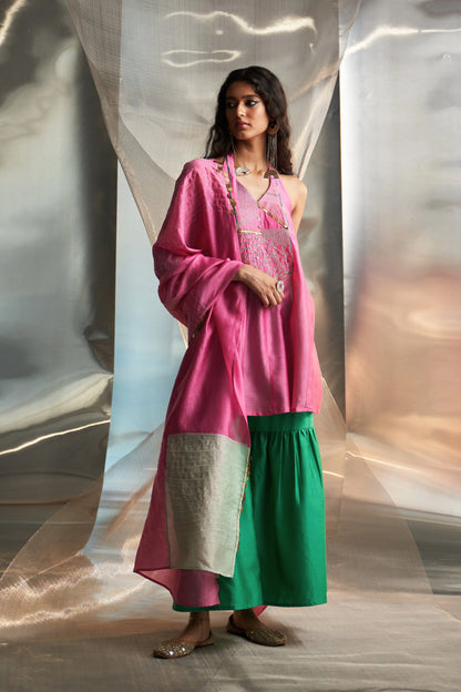 Bloom Pink Sleeveless Sharara (2 Dupatta Options)