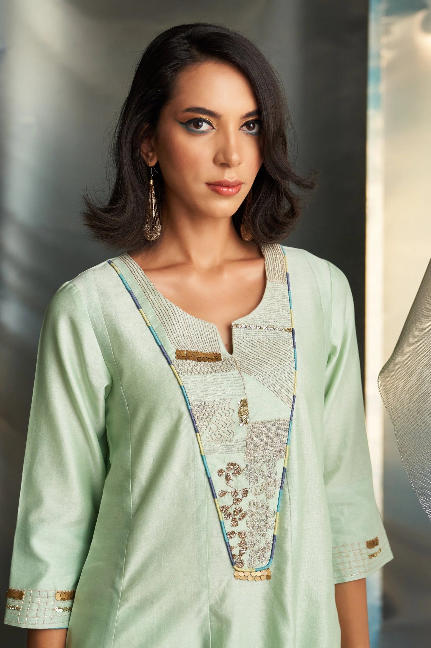 miSr Embroidered Flared Kurta Set