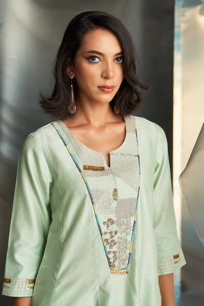 miSr Embroidered Flared Kurta Set