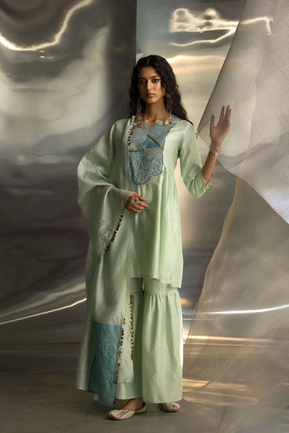 Mint Green Embroidered Sharara