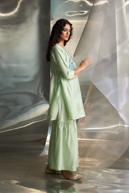 Mint Green Embroidered Sharara