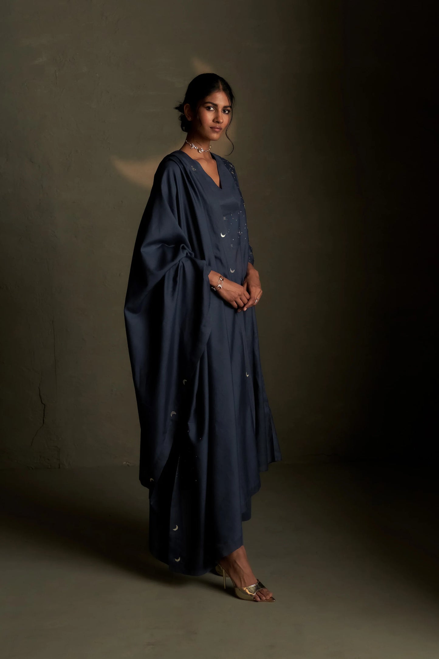 Blue Dusk Double Yoke kurta set
