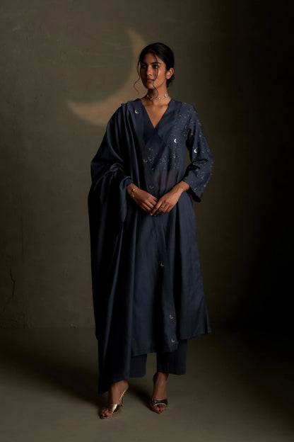 Blue Dusk Double Yoke kurta set