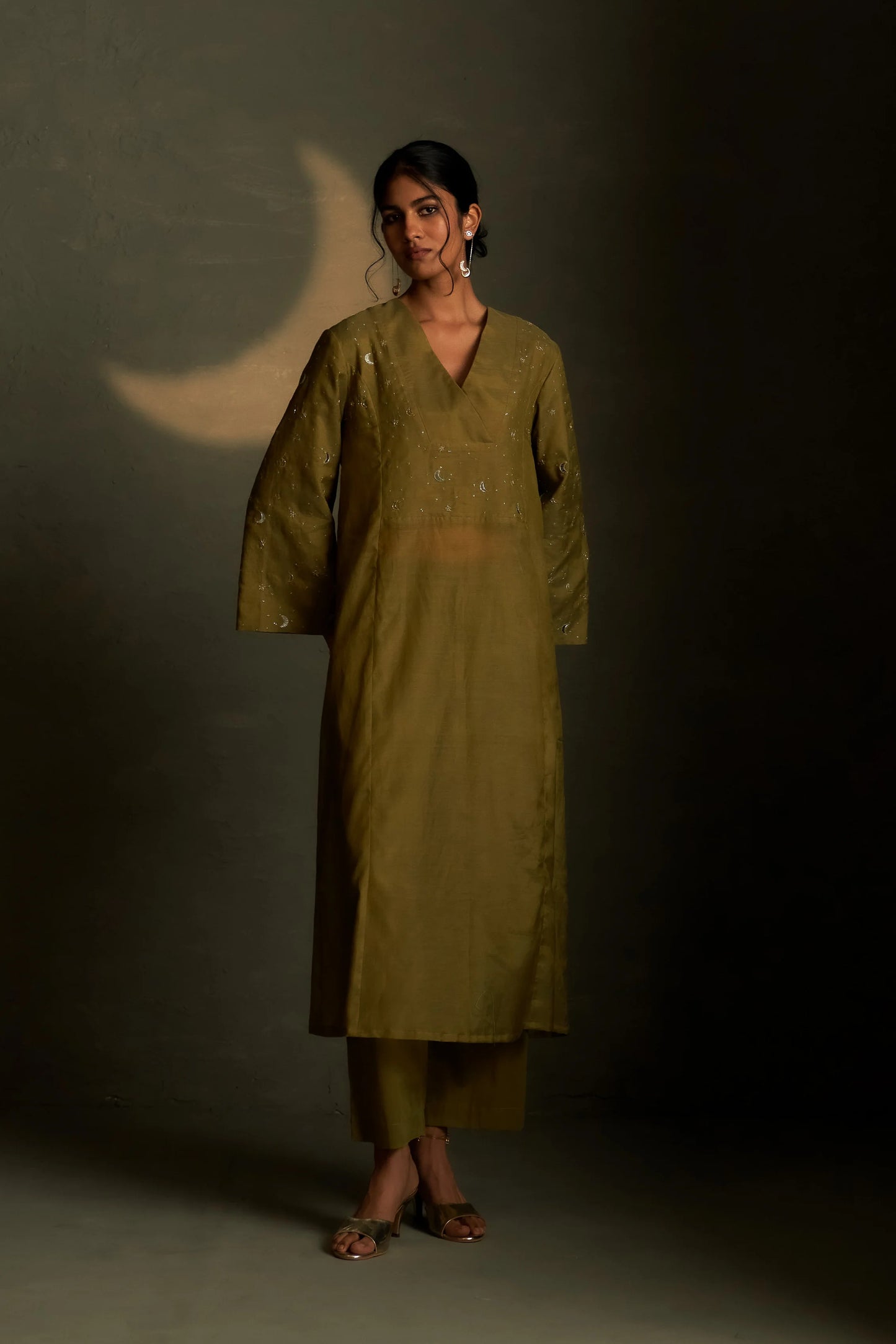 Olive Dusk Double yoke kurta set