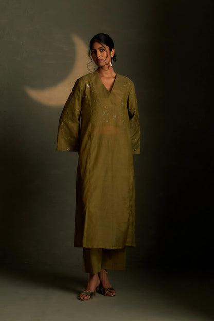 Olive Dusk Double yoke kurta set