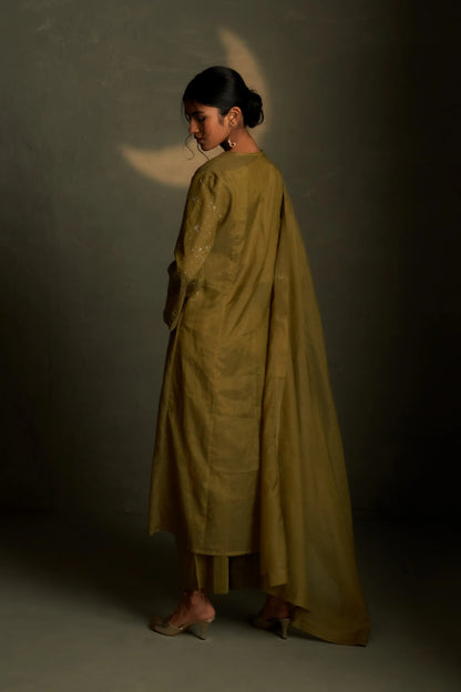 Olive Dusk Double yoke kurta set