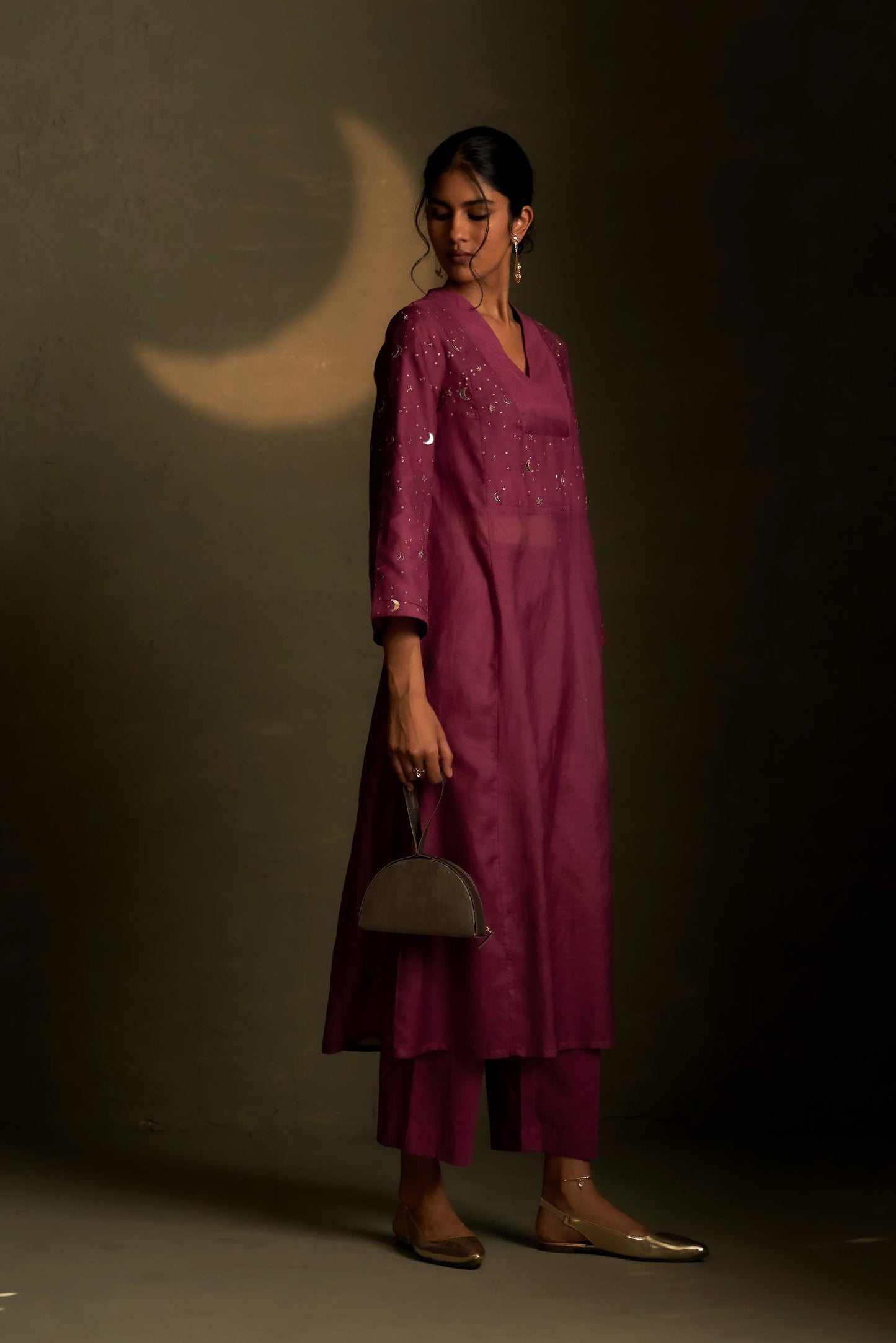 Twilight Magenta double yoke kurta set
