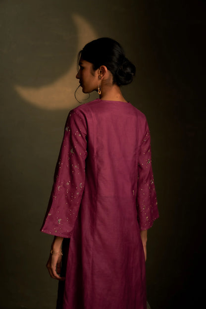 Twilight Magenta double yoke kurta set