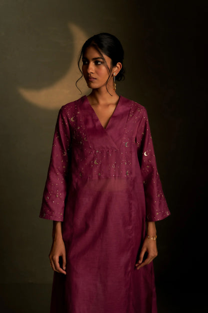 Twilight Magenta double yoke kurta set