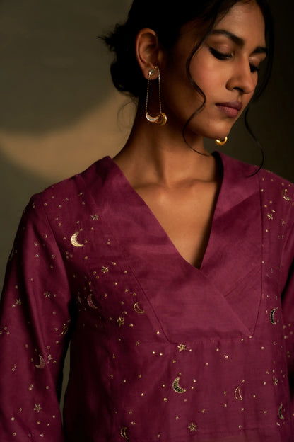 Twilight Magenta double yoke kurta set