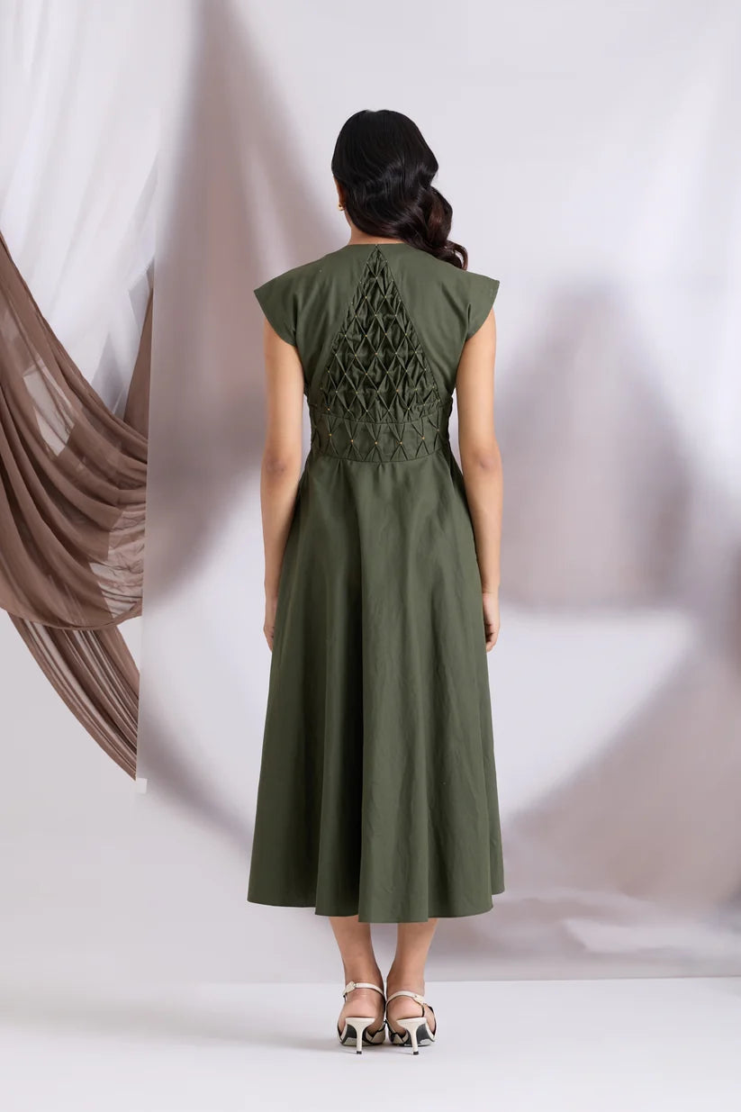 Elowen Pintuck Dress Green