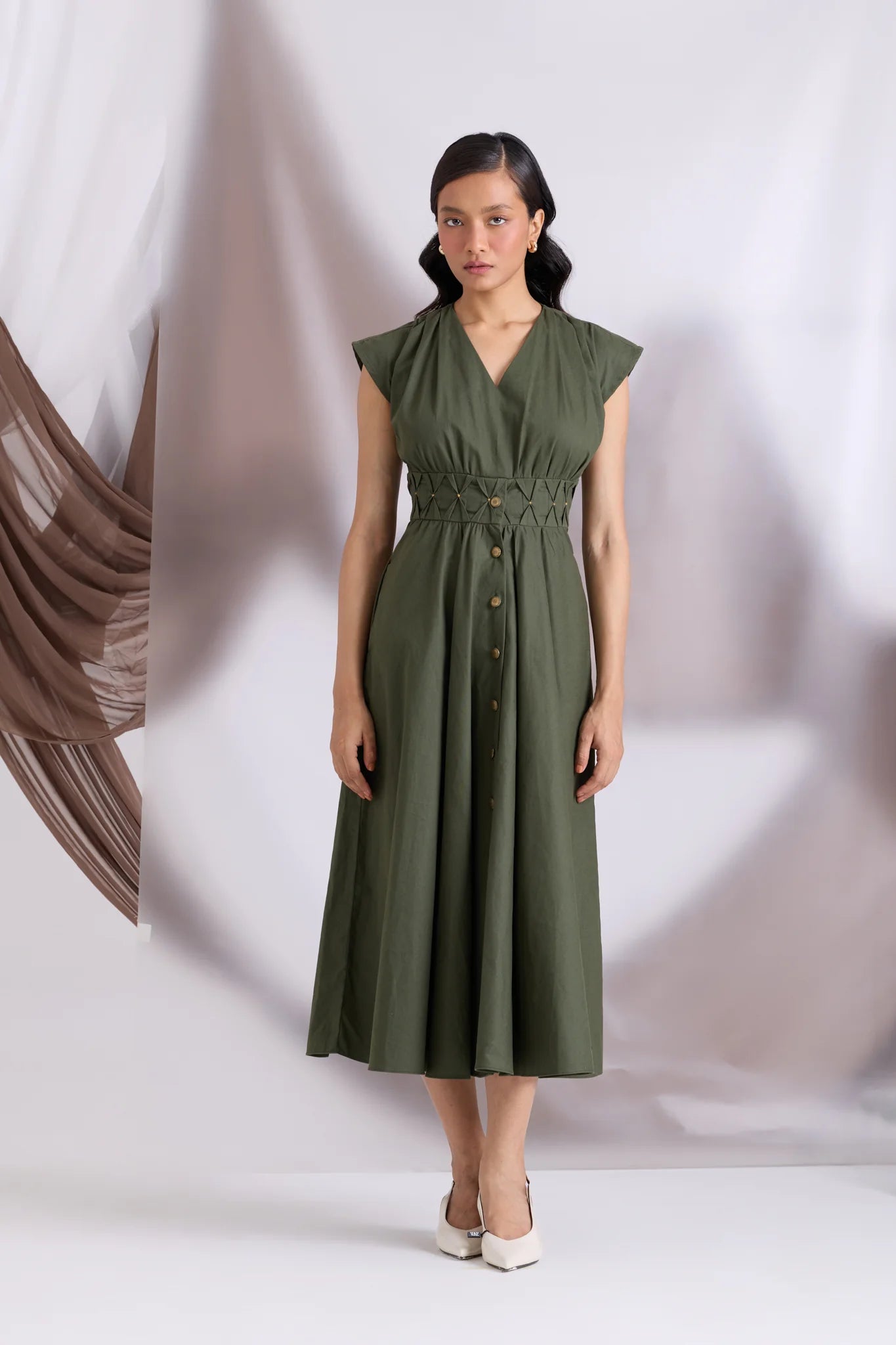 Elowen Pintuck Dress Green