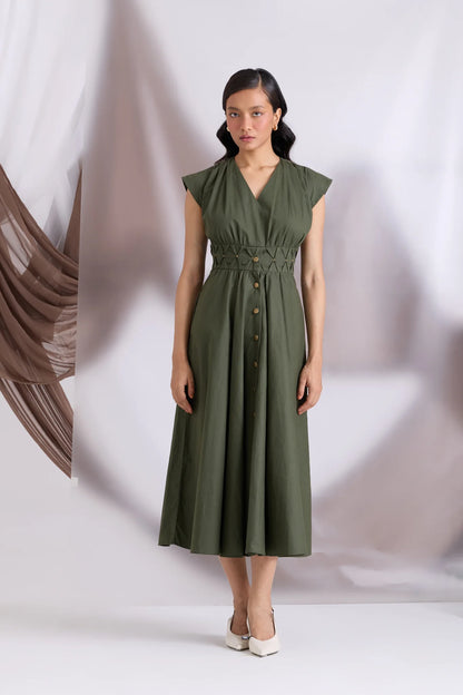 Elowen Pintuck Dress Green