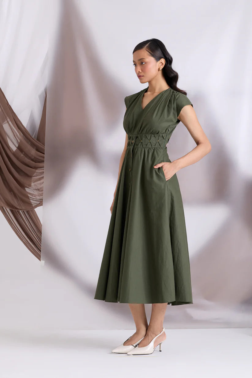Elowen Pintuck Dress Green
