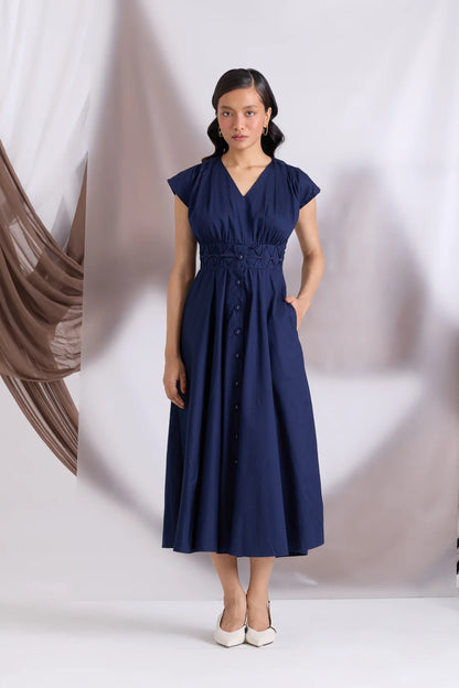 Elowen Pintuck Dress Blue