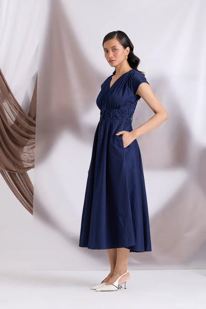 Elowen Pintuck Dress Blue