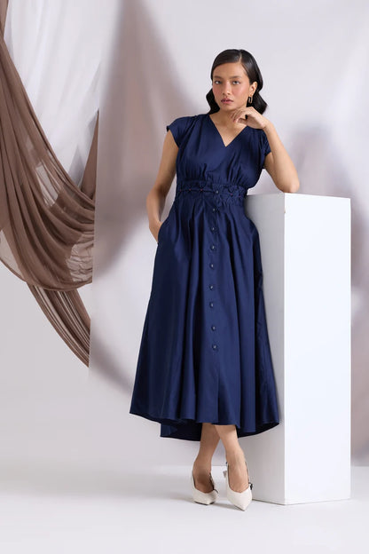 Elowen Pintuck Dress Blue