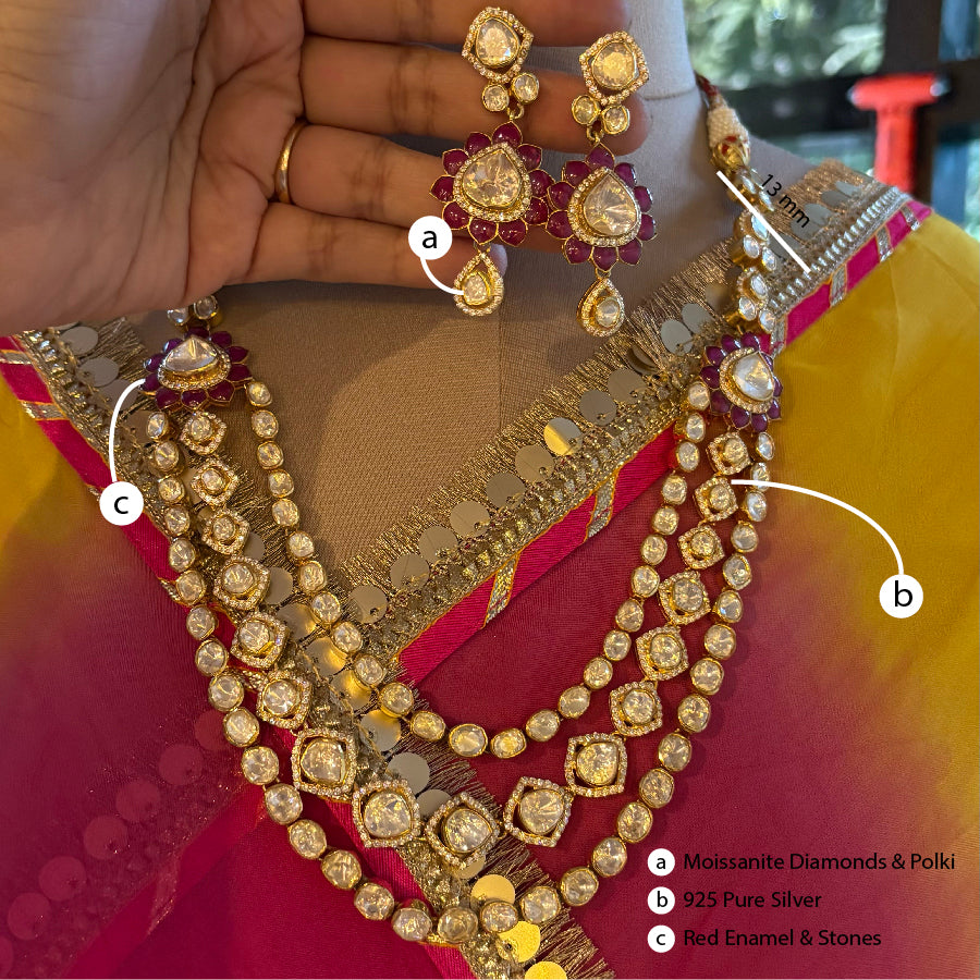 Rajvansh Silver Long Necklace and earrings set