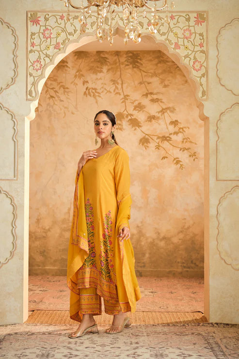 Raag placement kurta set - Mustard