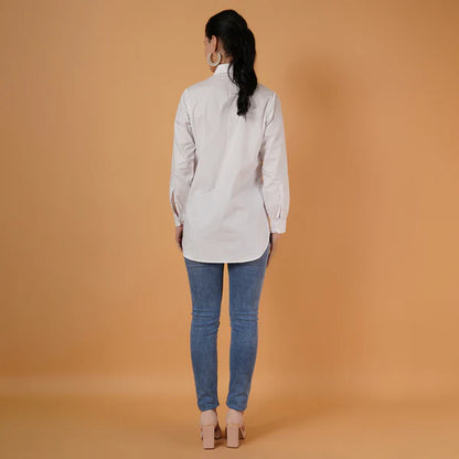 Embroidered Blue Waist Coat Poplin Shirt