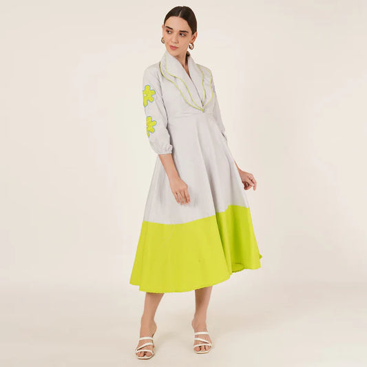 Grey Double Collar Dress