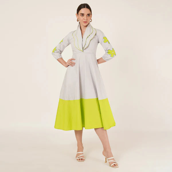 Grey Double Collar Dress