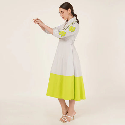 Grey Double Collar Dress