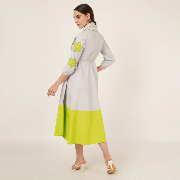 Grey Double Collar Dress