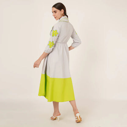 Grey Double Collar Dress