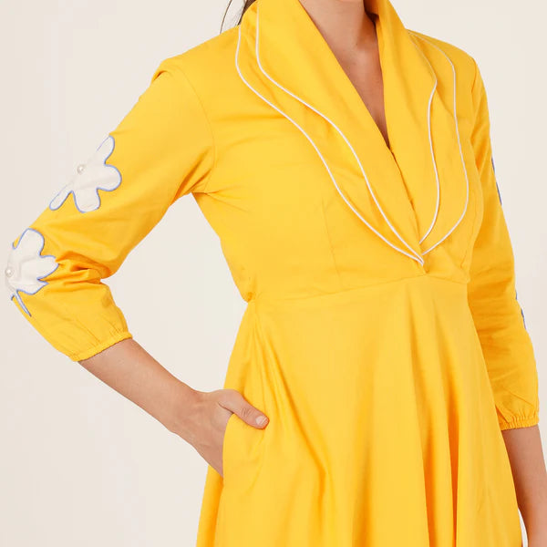 Yellow Double Collar Dress